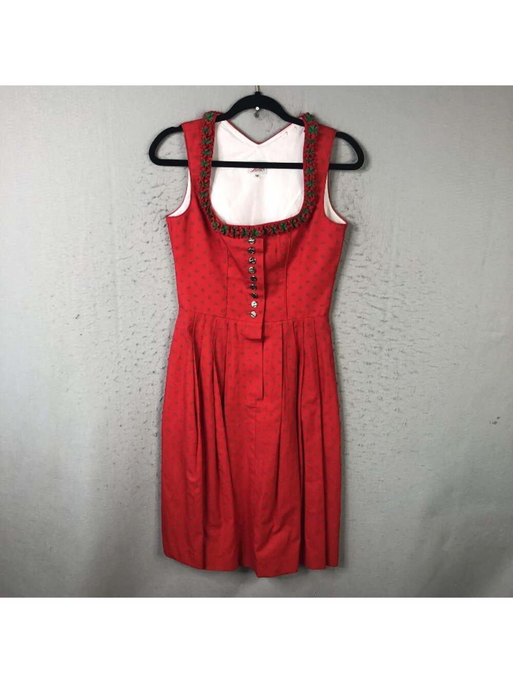 Country Line Dress Womens S Red Floral Oktoberfest Midi Fit Flare Dirndl Ruffle